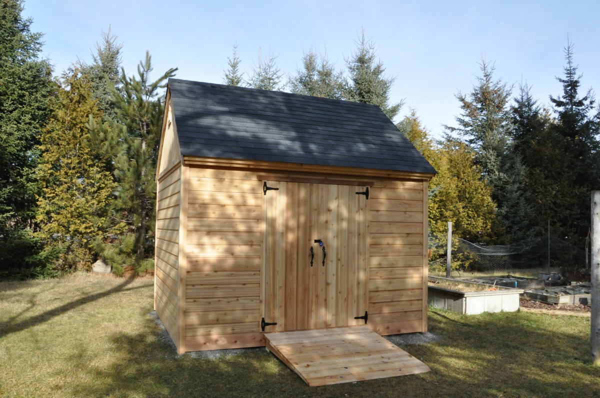 Telluride storage shed plan 10x12 with double doors seen from the rear. ID number 5602-2