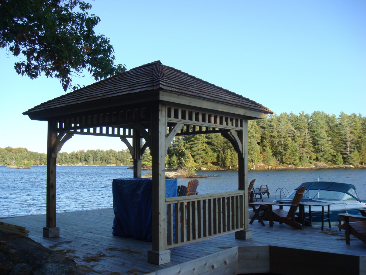 Montpellier gazebo plan 8x8 in lakeside seen from the front3. ID number 3946-3