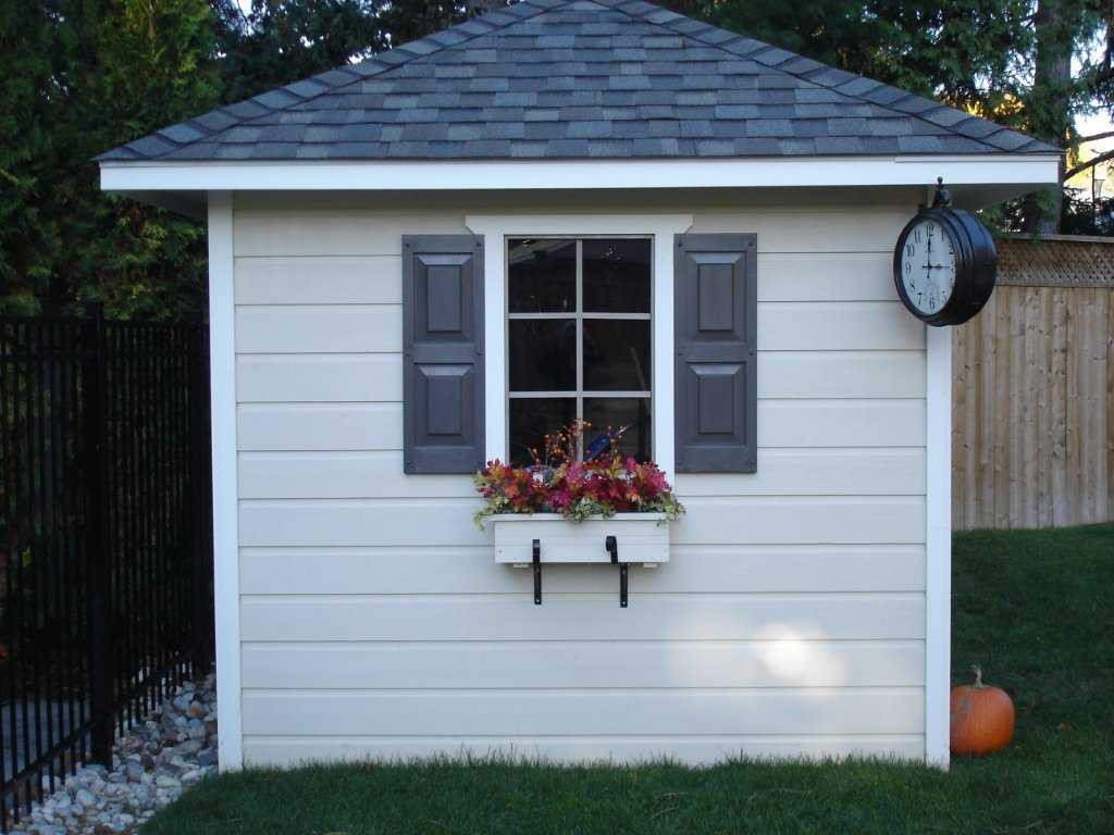 Sonoma shed plan 8 x 8 backyard studio design with a double solid deluxe door seen from the side. ID number 2992-3