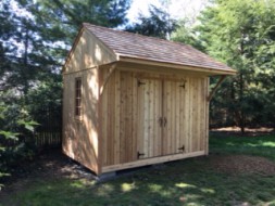 Glen Echo backyard shed plan 8x12 with cedar channel sidings seen from the front2. ID number 5606-1