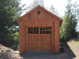 Highland garage plan 12x22 with deluxe 9- Lite single door seen from the right. ID number 5650-1