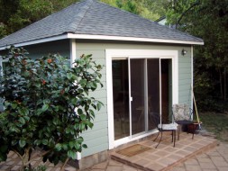 sonoma studio design 14x16 with canexel granite in a backyard seen from the front. ID number 4140-1
