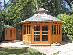 San Cristobal gazebo design 16' in a backyard seen from the front. ID number 4272-1