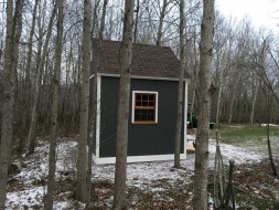 Telluride garden shed plan with thin double deluxe door seen from the front. ID number 5564-1
