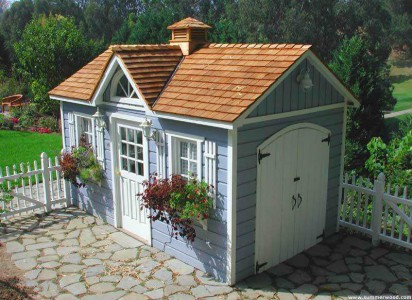 Cedar Palmerston backyard studio design 8x14 with cupola in Rolling Green, California seen from the front. ID number 2389.