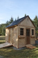 Telluride storage shed plan 10x12 with double doors seen from the left. ID number 5602-1