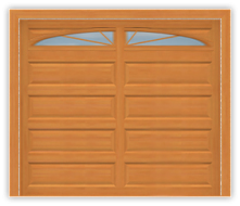 GD209 - Raised Panel Mahagony Garage Door with Sunburst Windows